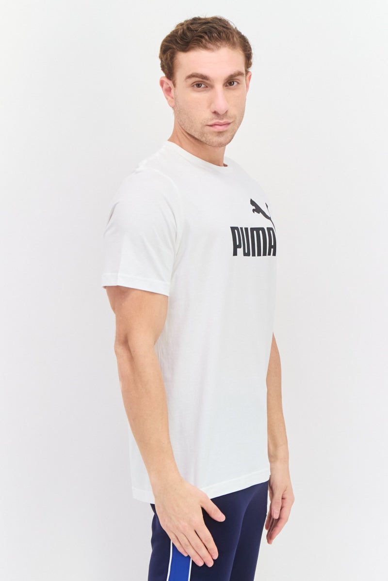 PUMA Men Sportswear Fit Brand Logo Training T Shirt, White/Black - Image 2